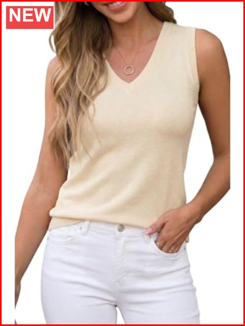 Merino Wool Blend Tank Top V-Neck Sleeveless Business Sweater Shirt
